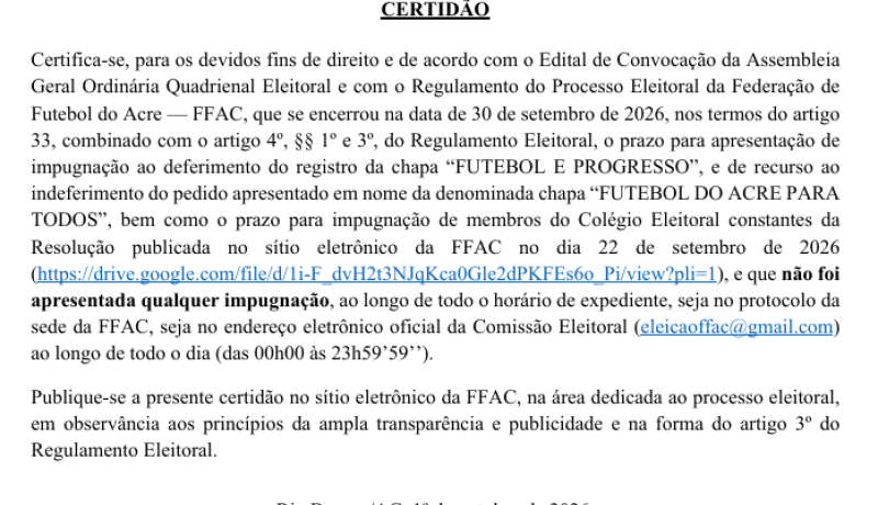 Certidão - FFAC